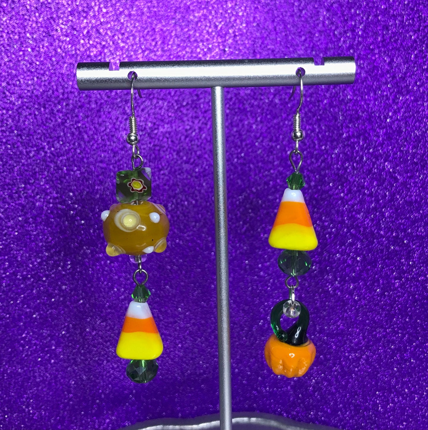 candy corn and pumpkin earrings