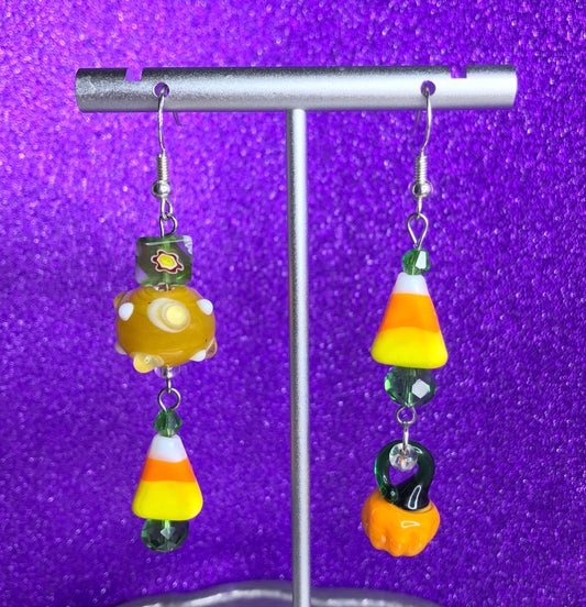 candy corn and pumpkin earrings