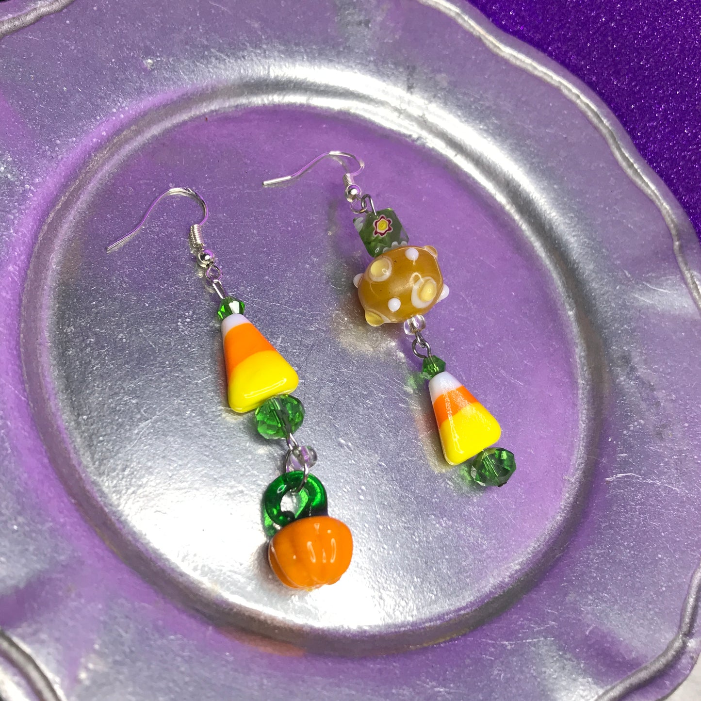 candy corn and pumpkin earrings