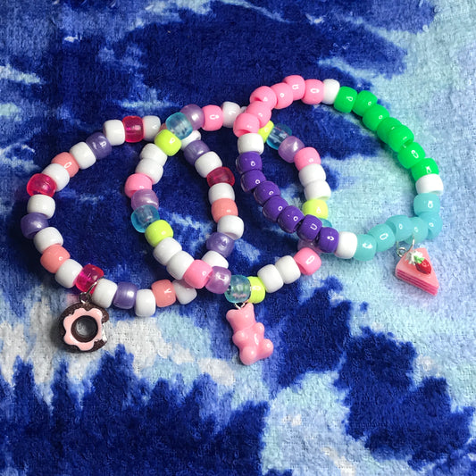 pastel dessert kandi bracelets - set of 3