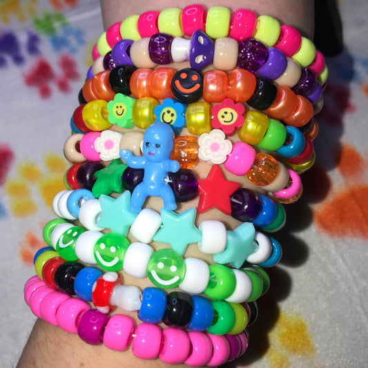 weirdcore/kidcore kandi bracelet mystery bags - set of 8