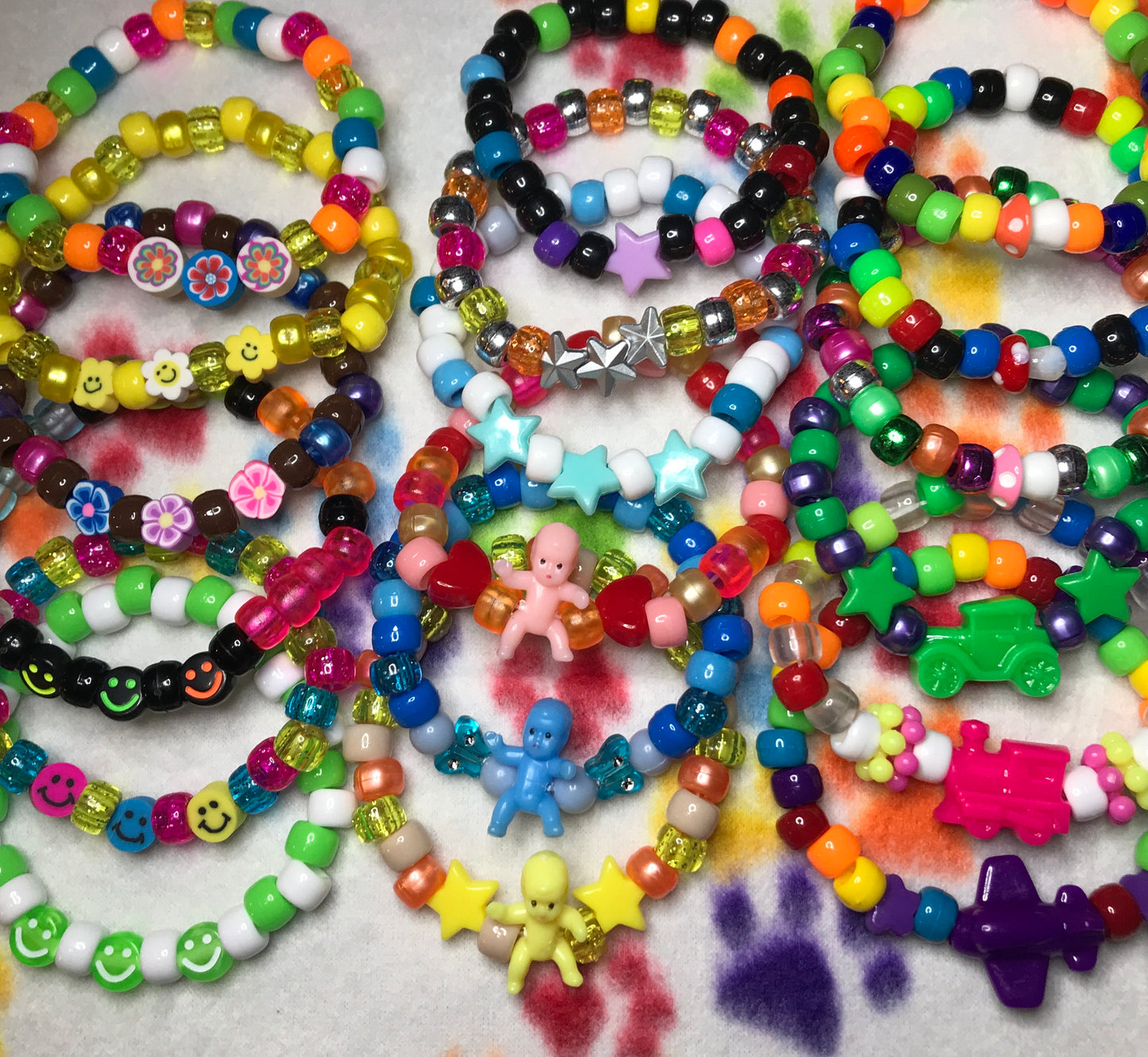 weirdcore/kidcore kandi bracelet mystery bags - set of 8