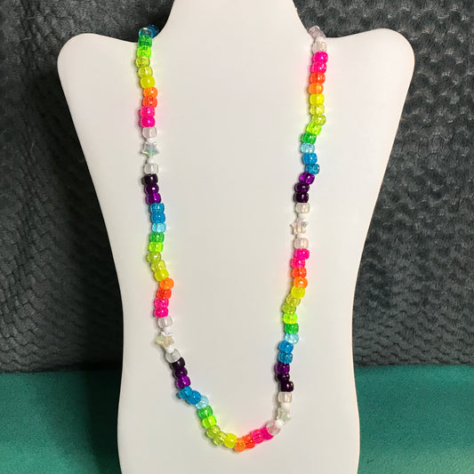 rainbow star kandi necklace