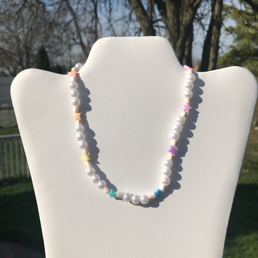 pearly pastel star choker necklace